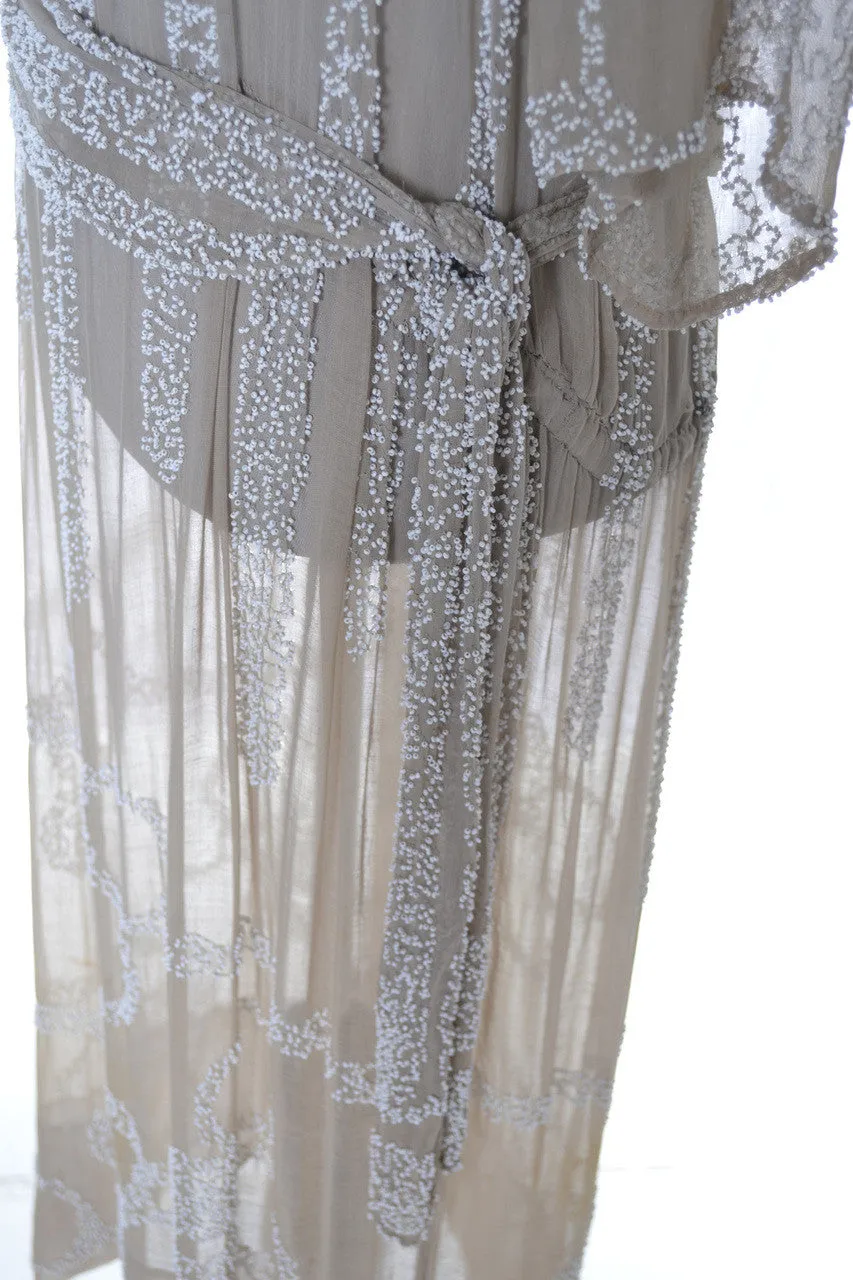 1920's Beaded Vintage Silk Flapper Dress