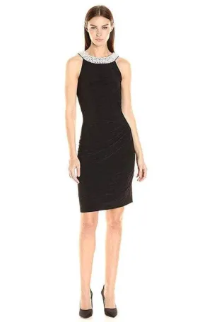 Adrianna Papell - AP1D100522 Sleeveless Halter Neck Short Dress - 1 pc Black In Size 12 Available