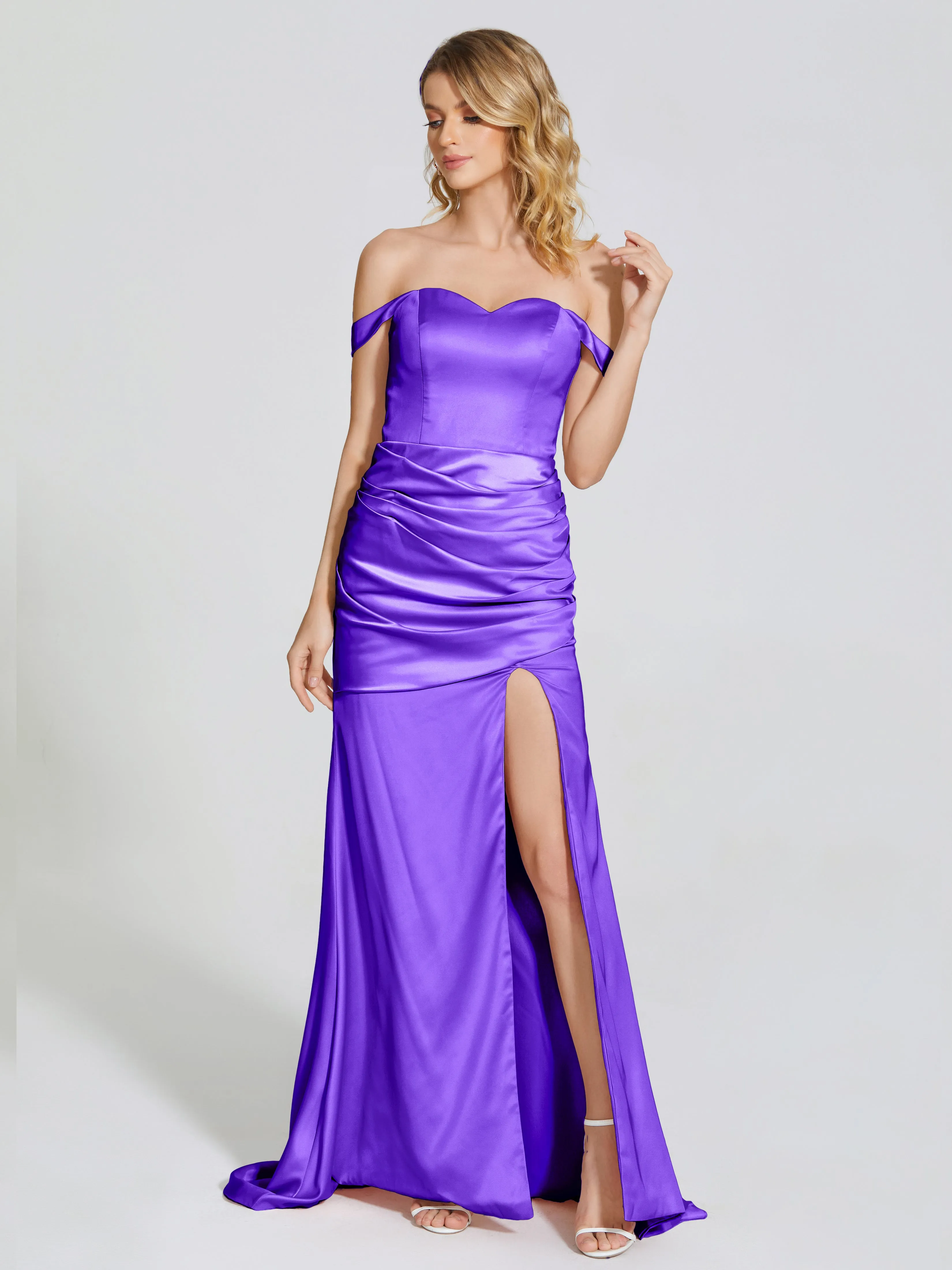 Alivia Off The Shoulder Soft Satin Bridesmaid Dresses