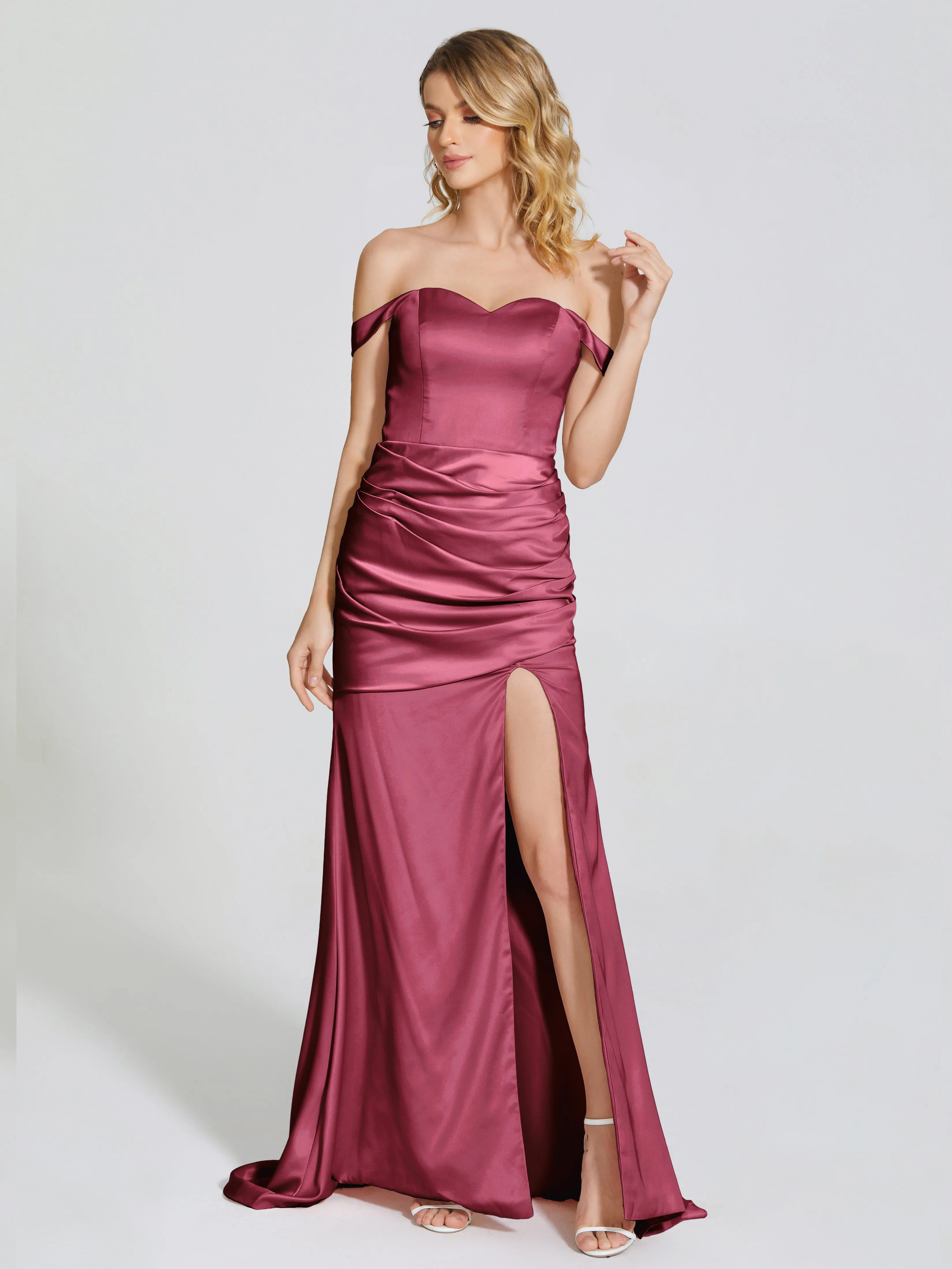 Alivia Off The Shoulder Soft Satin Bridesmaid Dresses