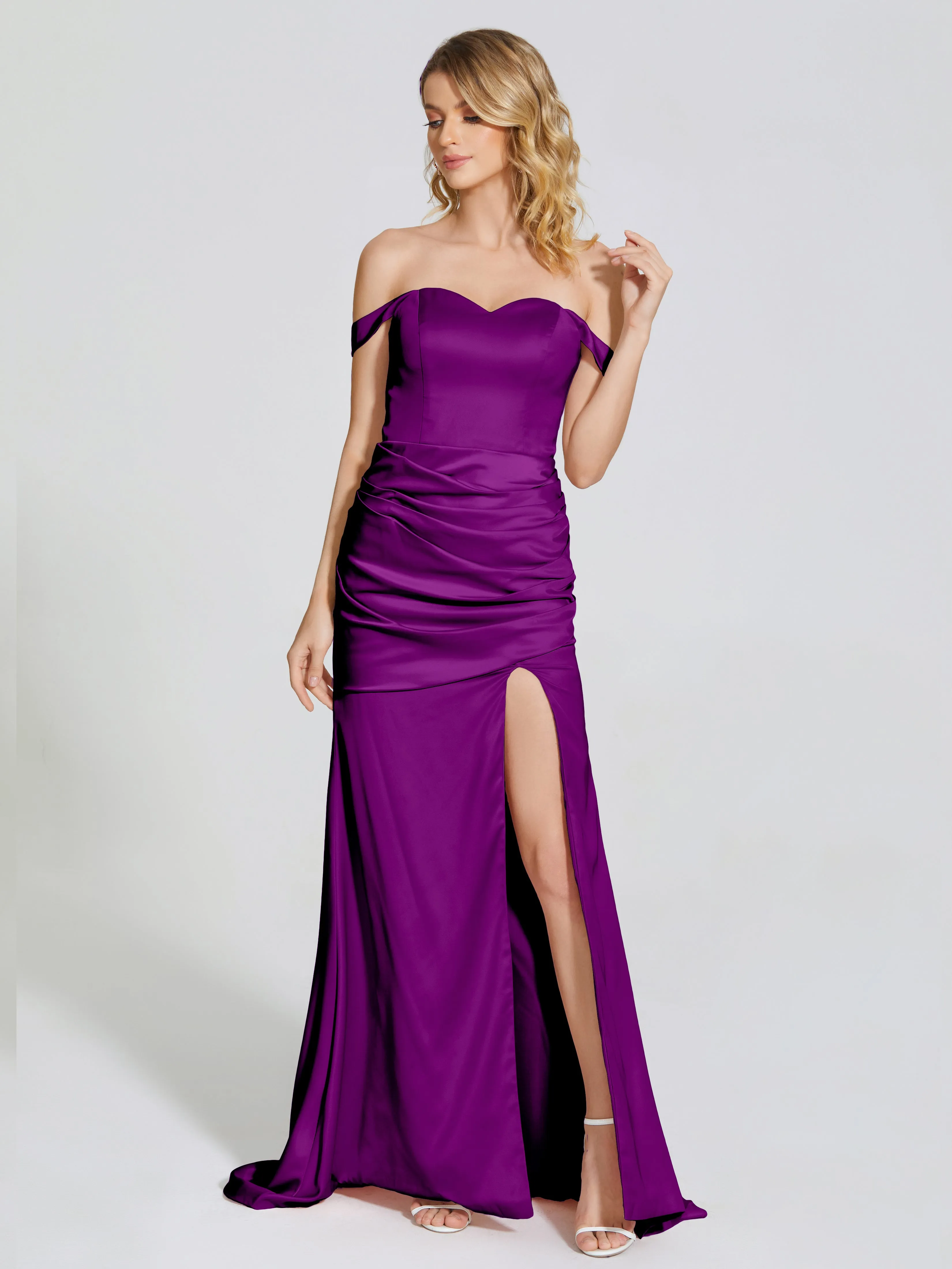 Alivia Off The Shoulder Soft Satin Bridesmaid Dresses