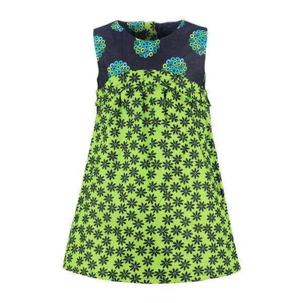 BABY GIRLS GREEN SLEEVELESS ANKARA DRESS