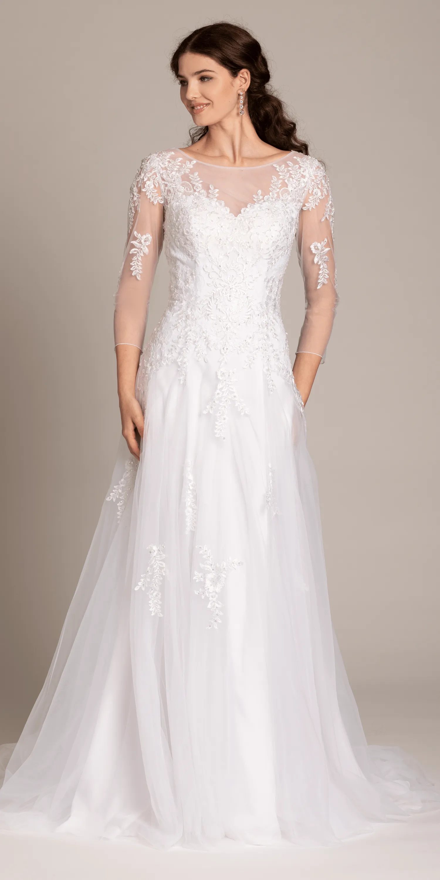 Beaded Embroidered Tulle Sweetheart A Line Dress