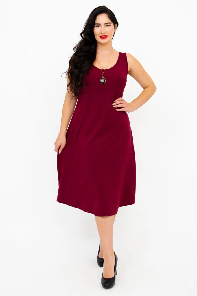 Becca Dress, Burgundy, Bamboo