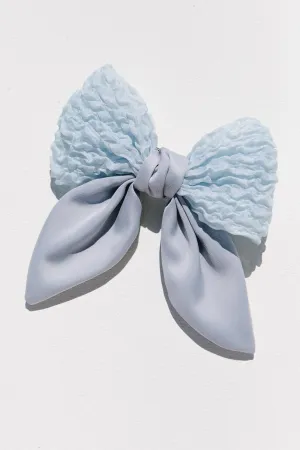 Blue Crinkle Bow Clip