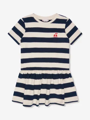 Bonpoint Girls Striped Amaia Dress in Navy