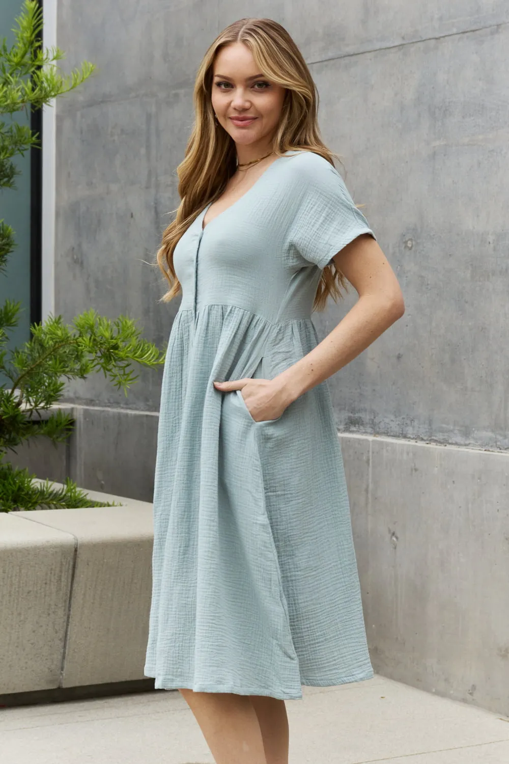 Button Down, A-Line Midi Dress