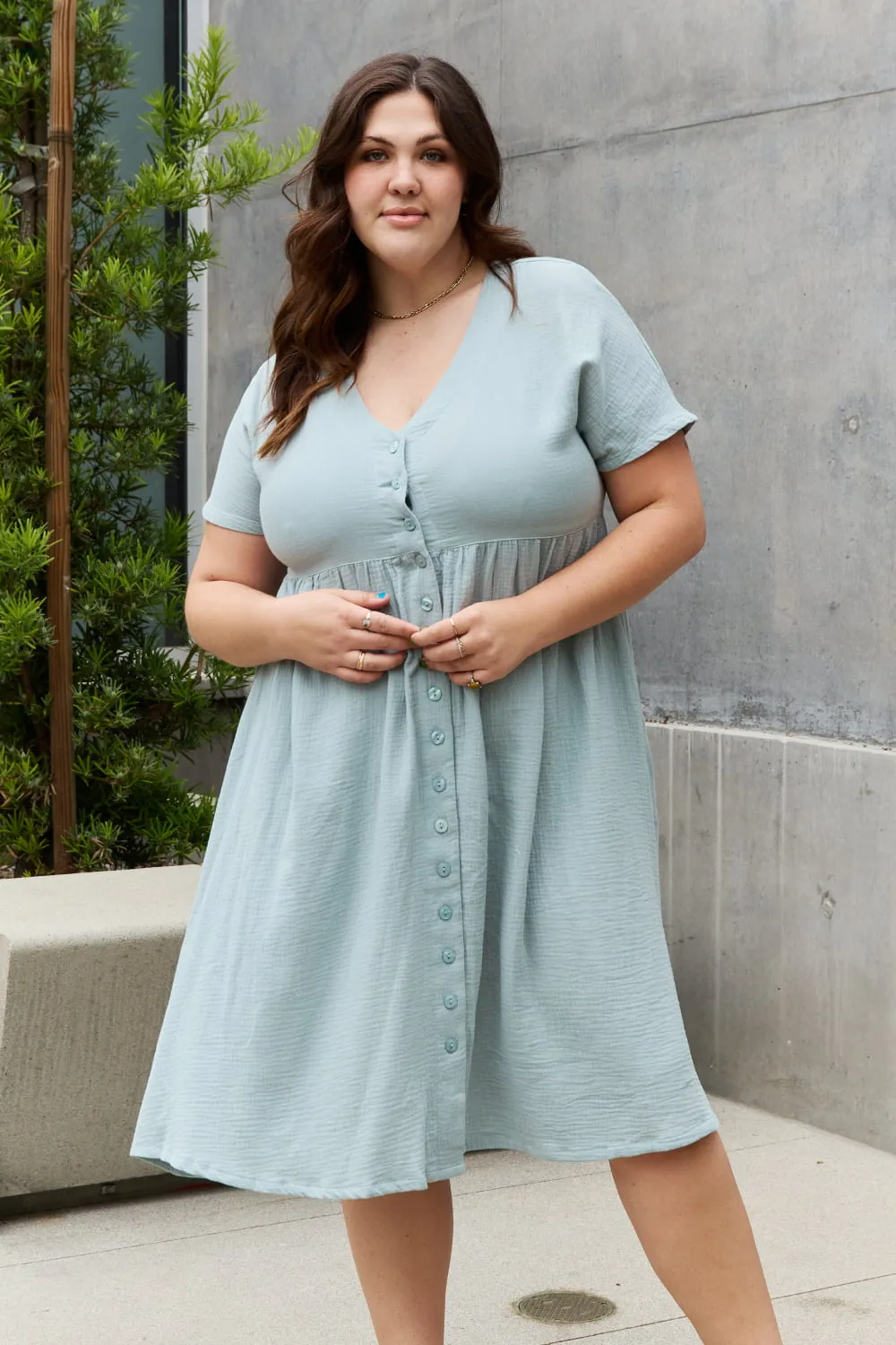 Button Down, A-Line Midi Dress