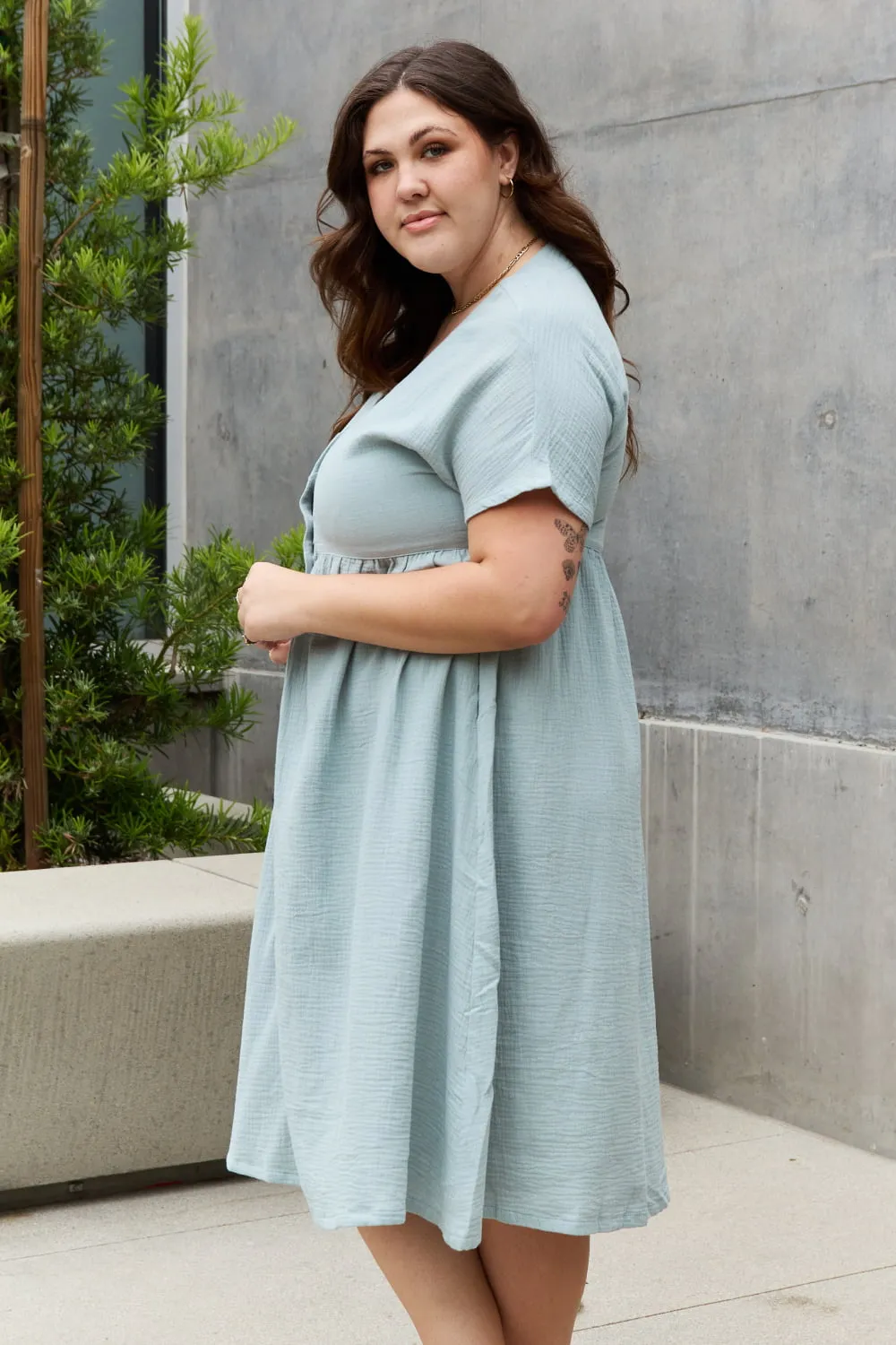 Button Down, A-Line Midi Dress