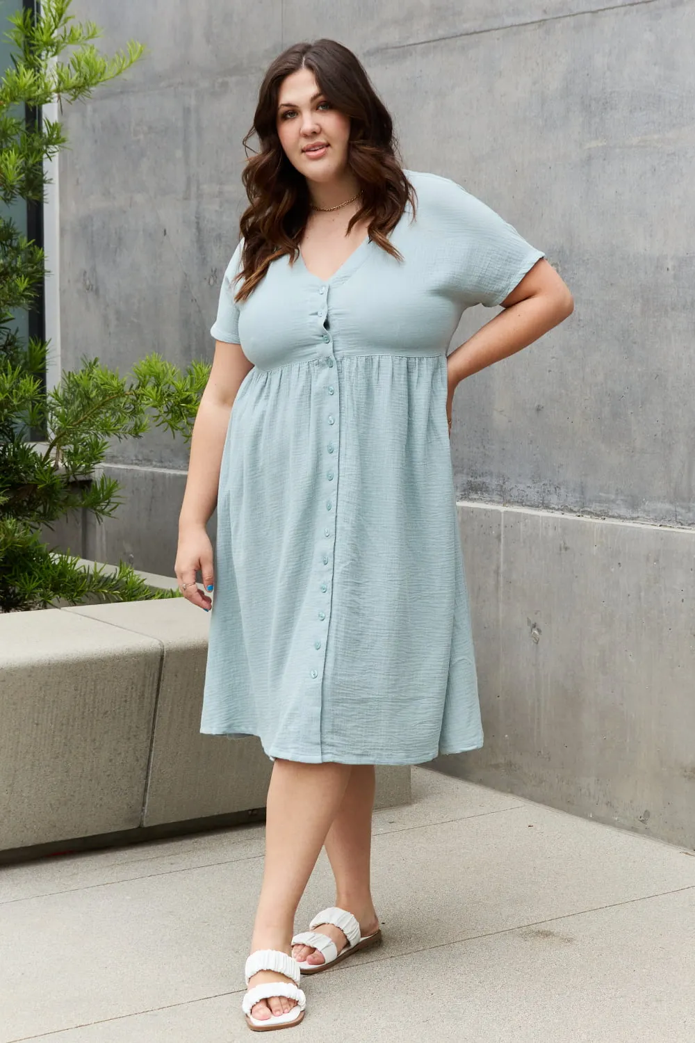 Button Down, A-Line Midi Dress