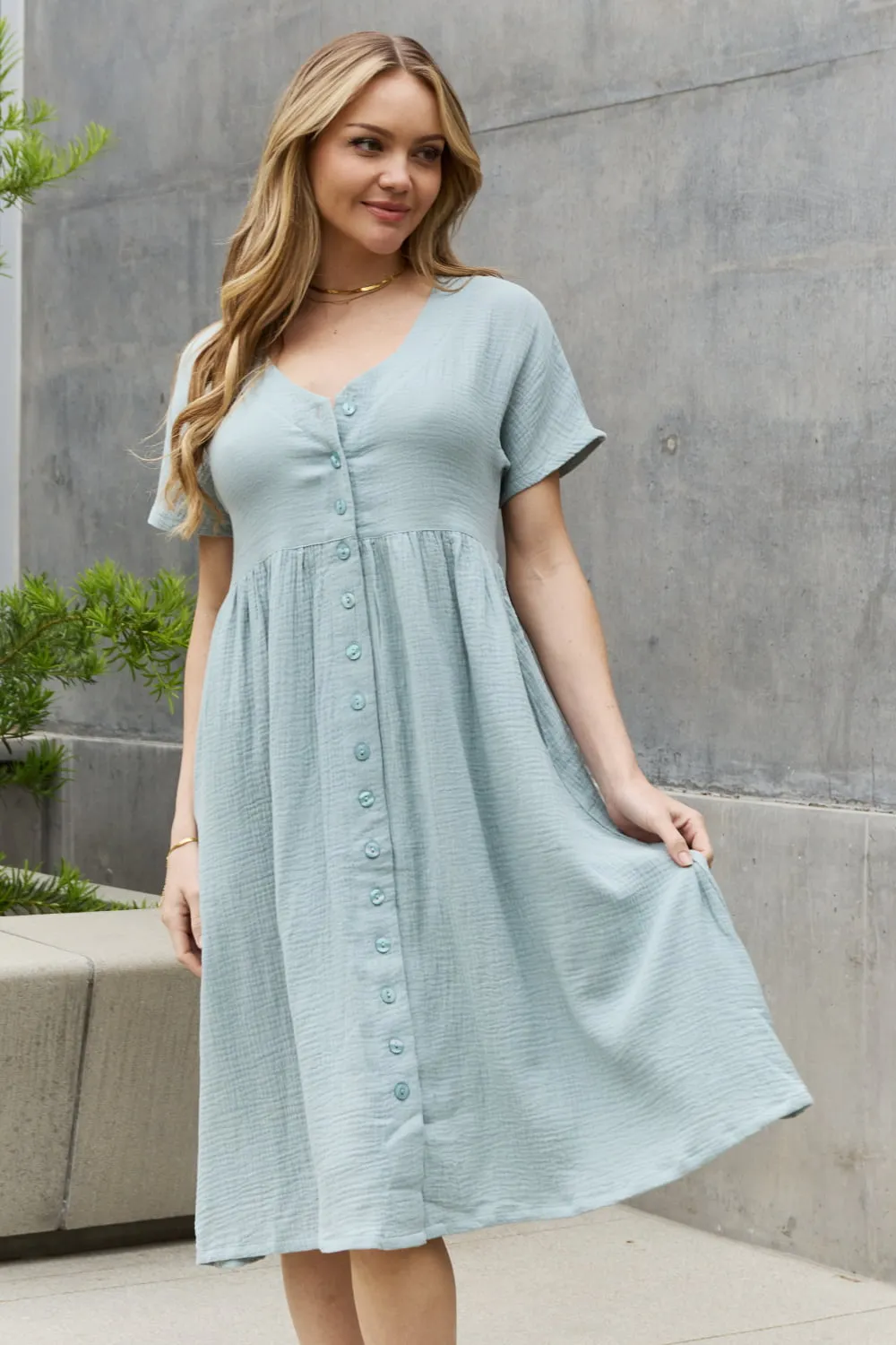 Button Down, A-Line Midi Dress