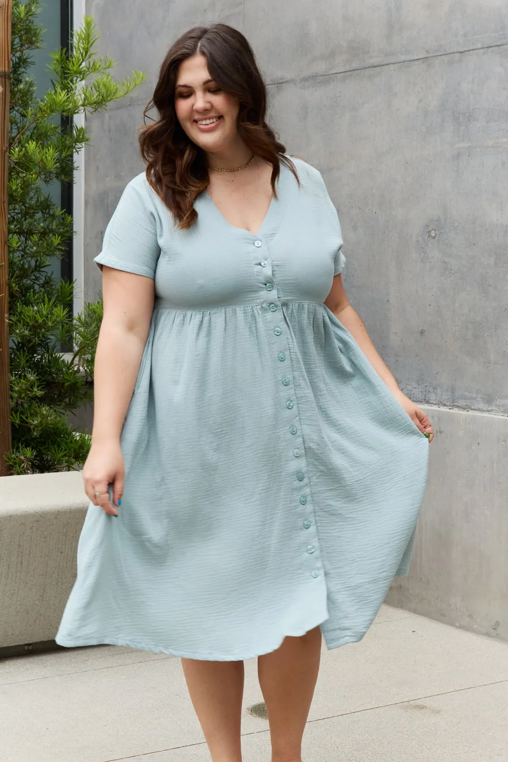 Button Down, A-Line Midi Dress