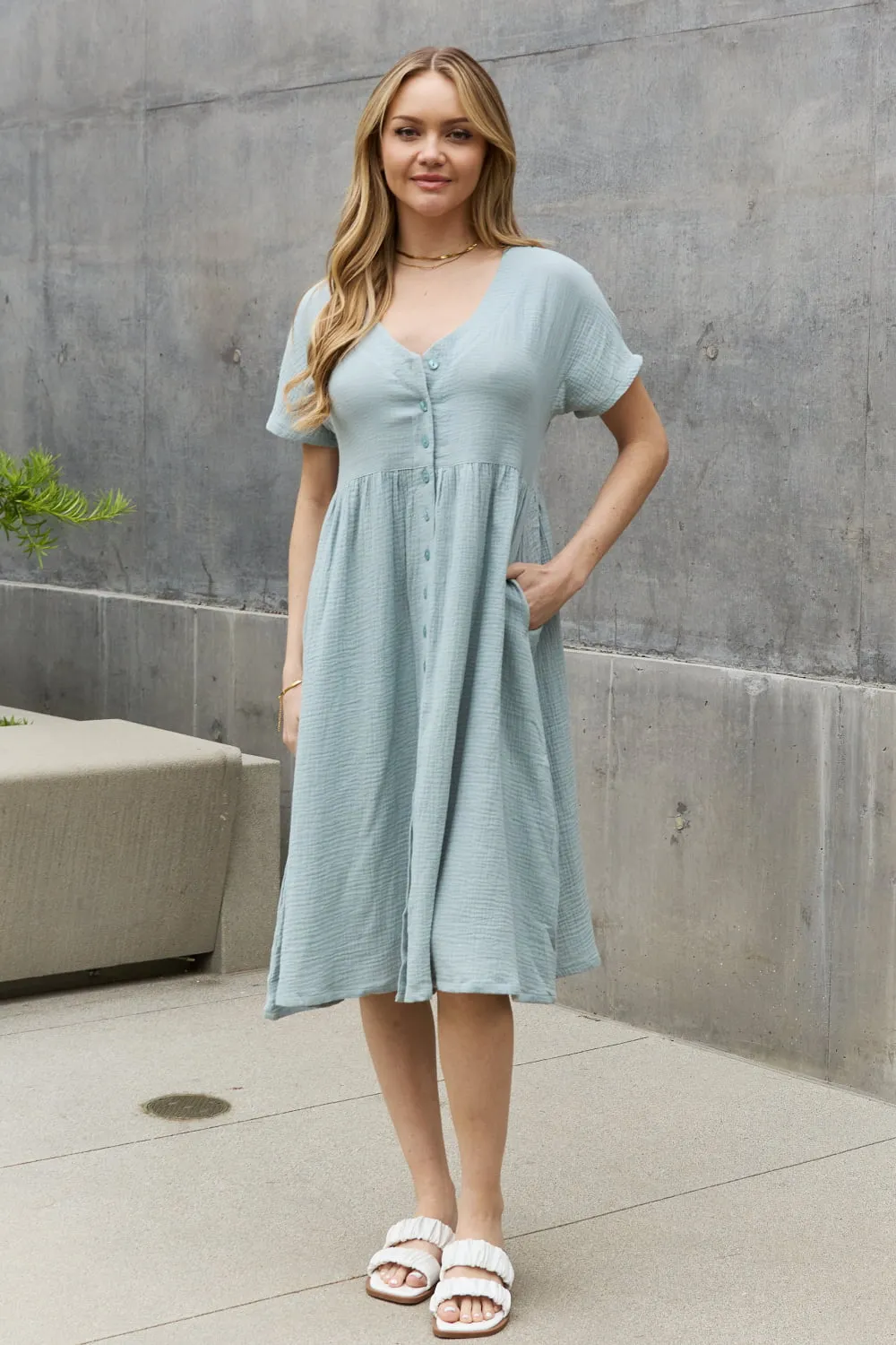 Button Down, A-Line Midi Dress