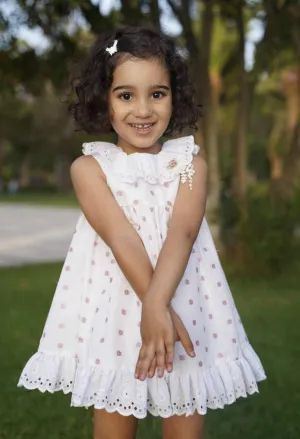 CLEARANCE SALE - Lor Miral SS24 - Girls White & Pink Summer Dress