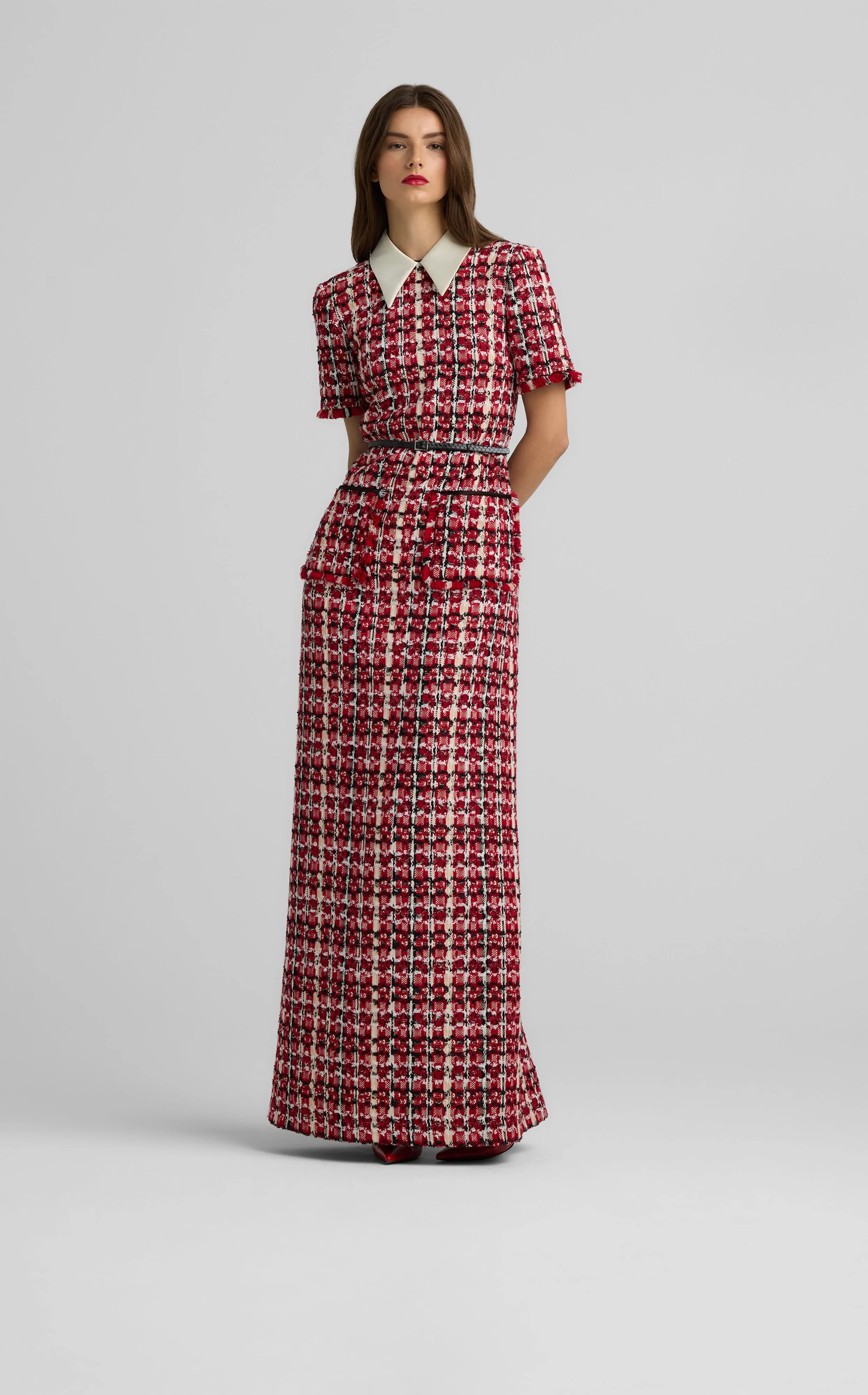 Collared Soft Plaid Gown