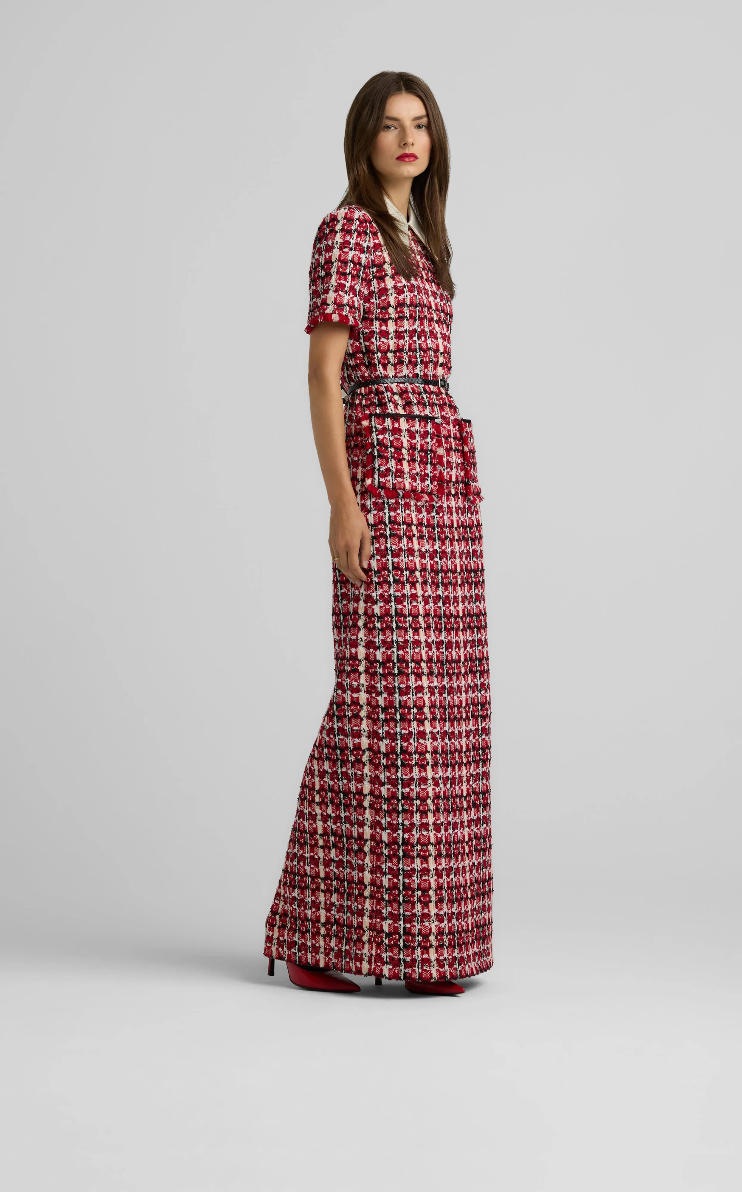 Collared Soft Plaid Gown