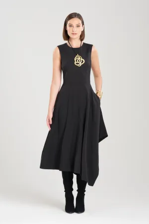 Crepe Asymmetrical Belted Dress