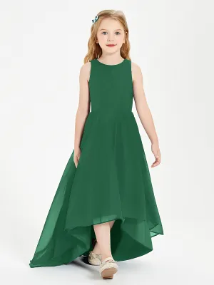 Exquisite Asymmetrical Junior Bridesmaid Dresses Scoop Neck Dark Green