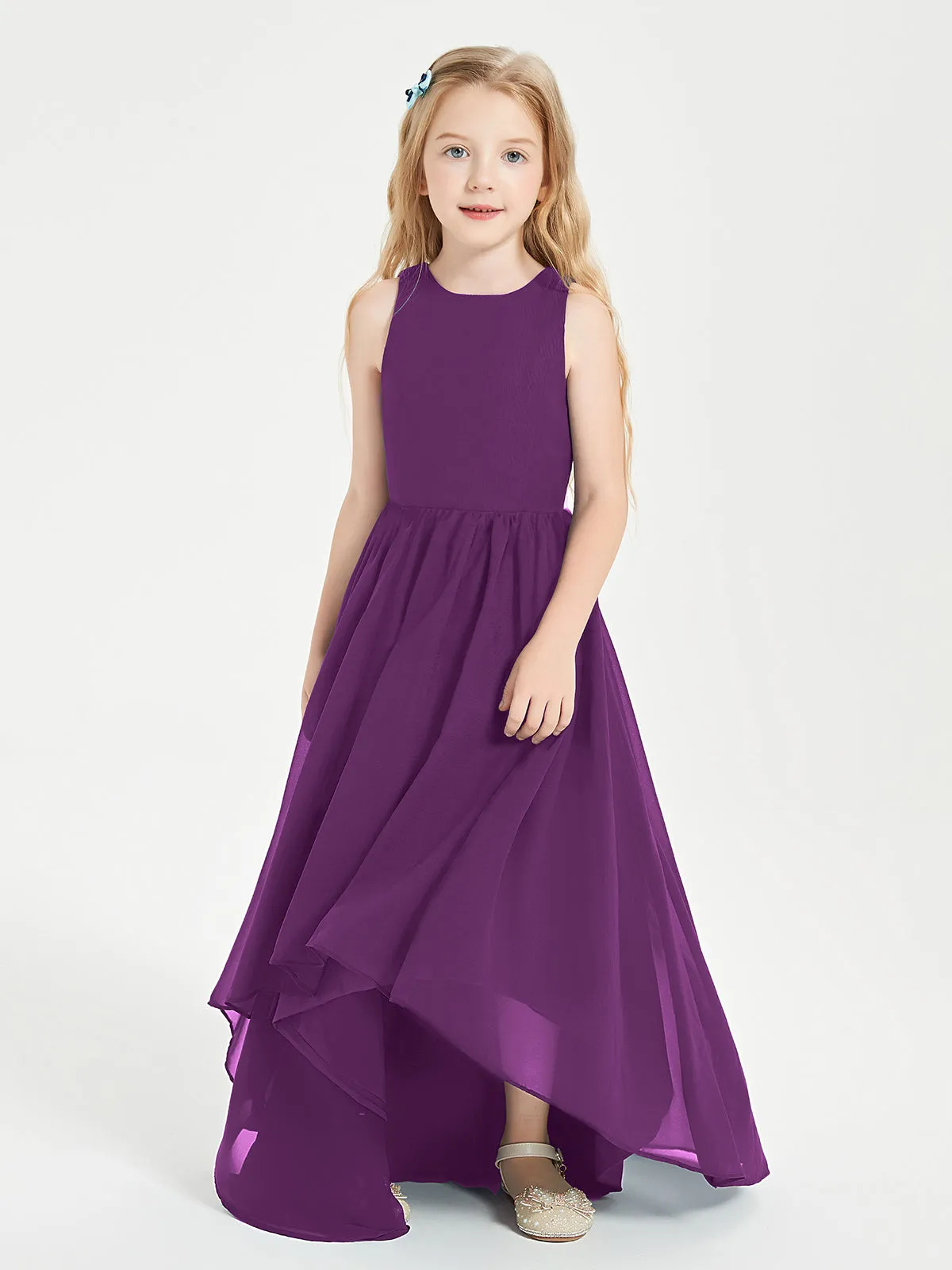 Exquisite Asymmetrical Junior Bridesmaid Dresses Scoop Neck Grape