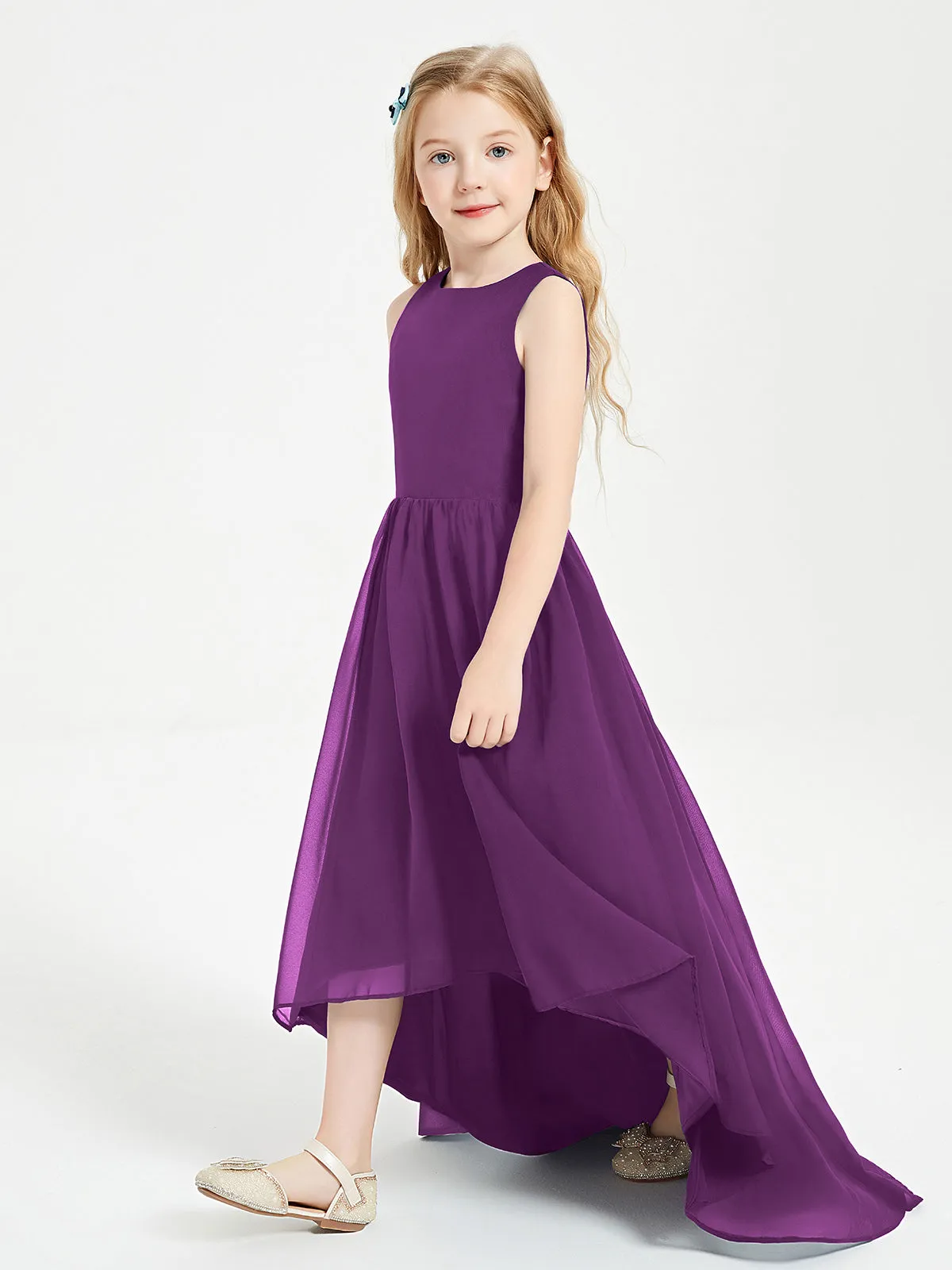 Exquisite Asymmetrical Junior Bridesmaid Dresses Scoop Neck Grape