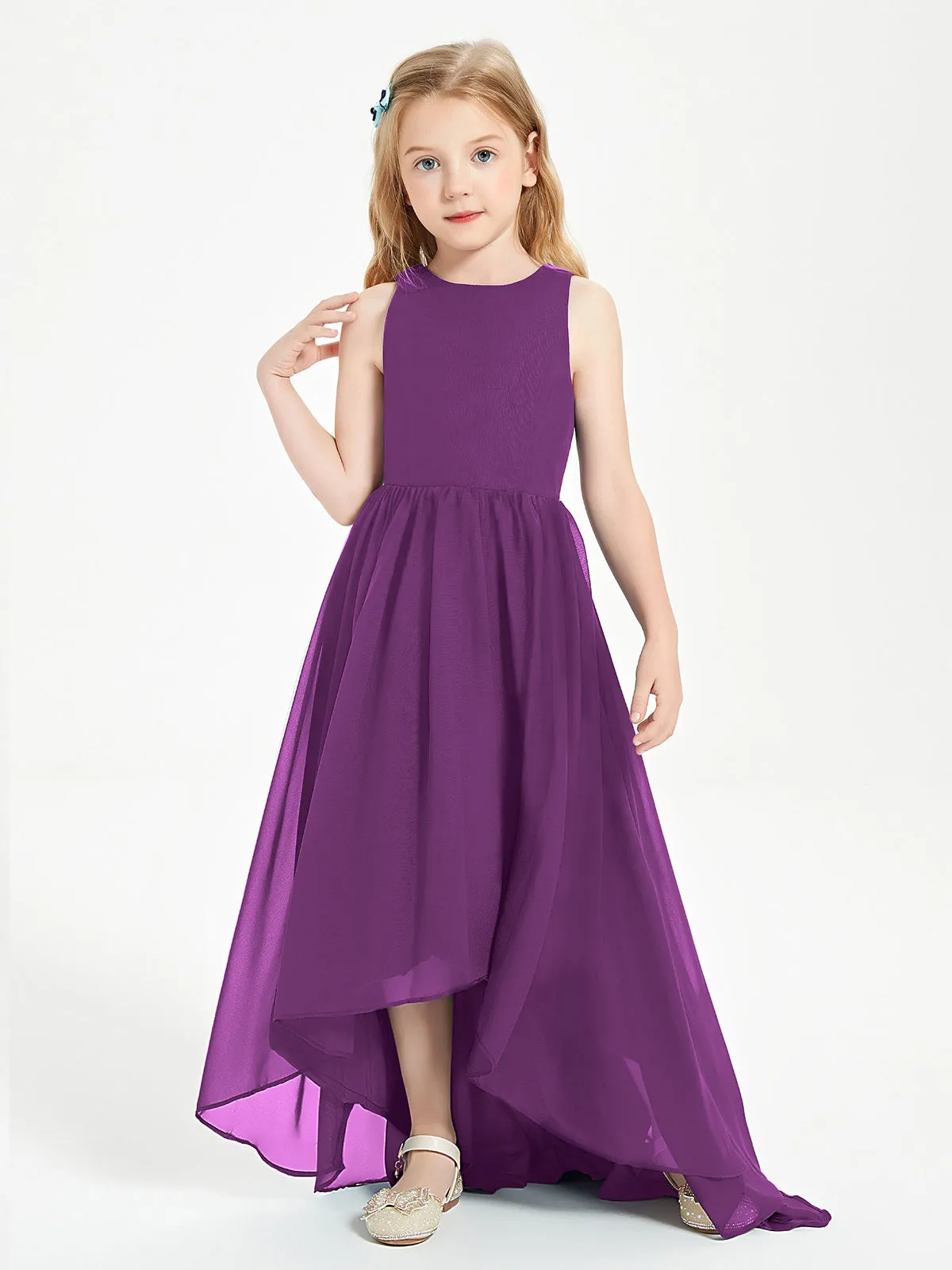 Exquisite Asymmetrical Junior Bridesmaid Dresses Scoop Neck Grape