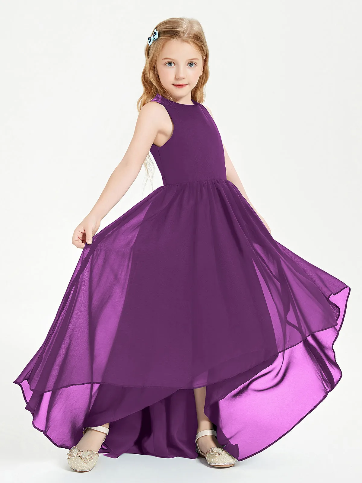 Exquisite Asymmetrical Junior Bridesmaid Dresses Scoop Neck Grape