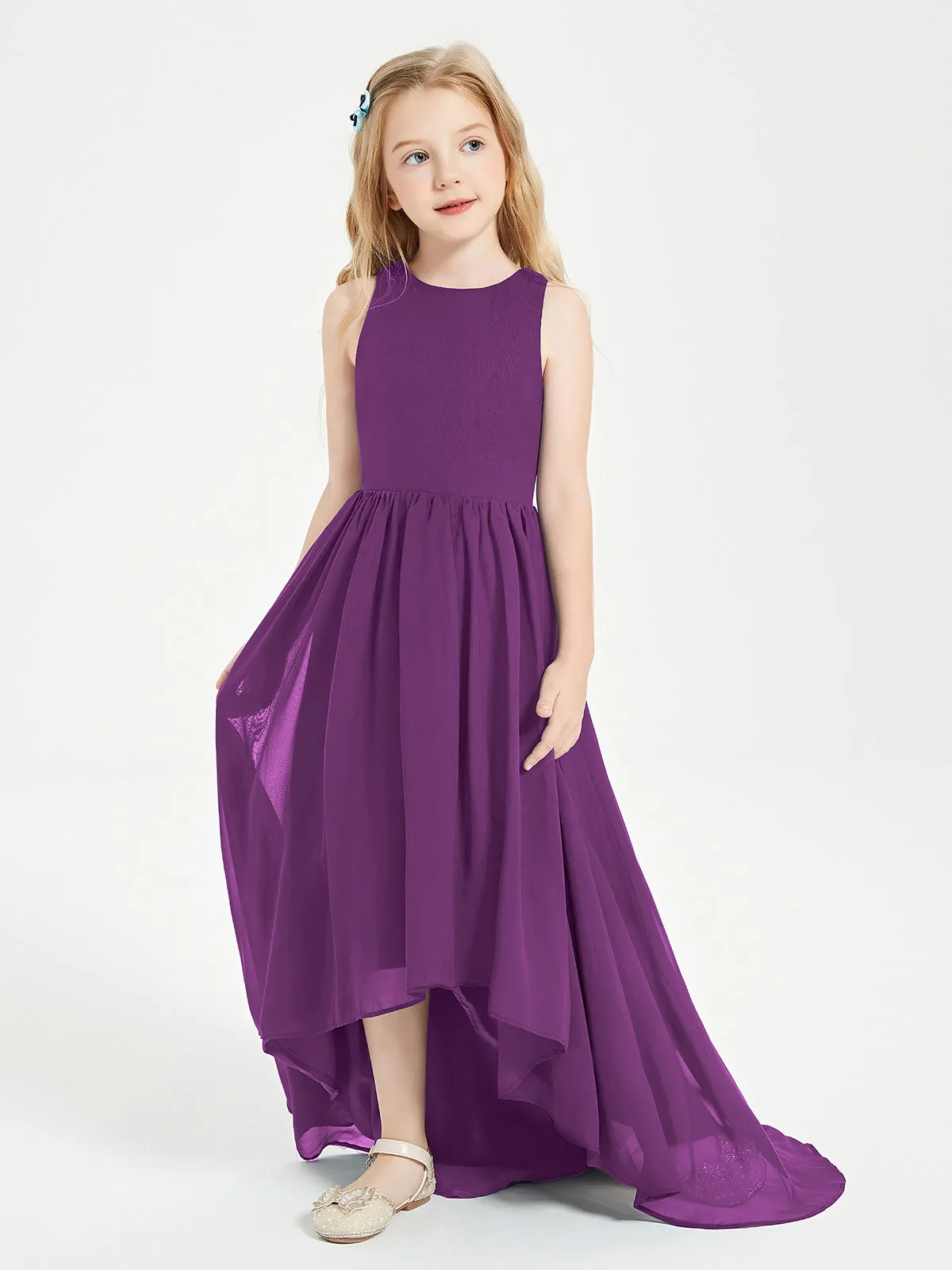 Exquisite Asymmetrical Junior Bridesmaid Dresses Scoop Neck Grape