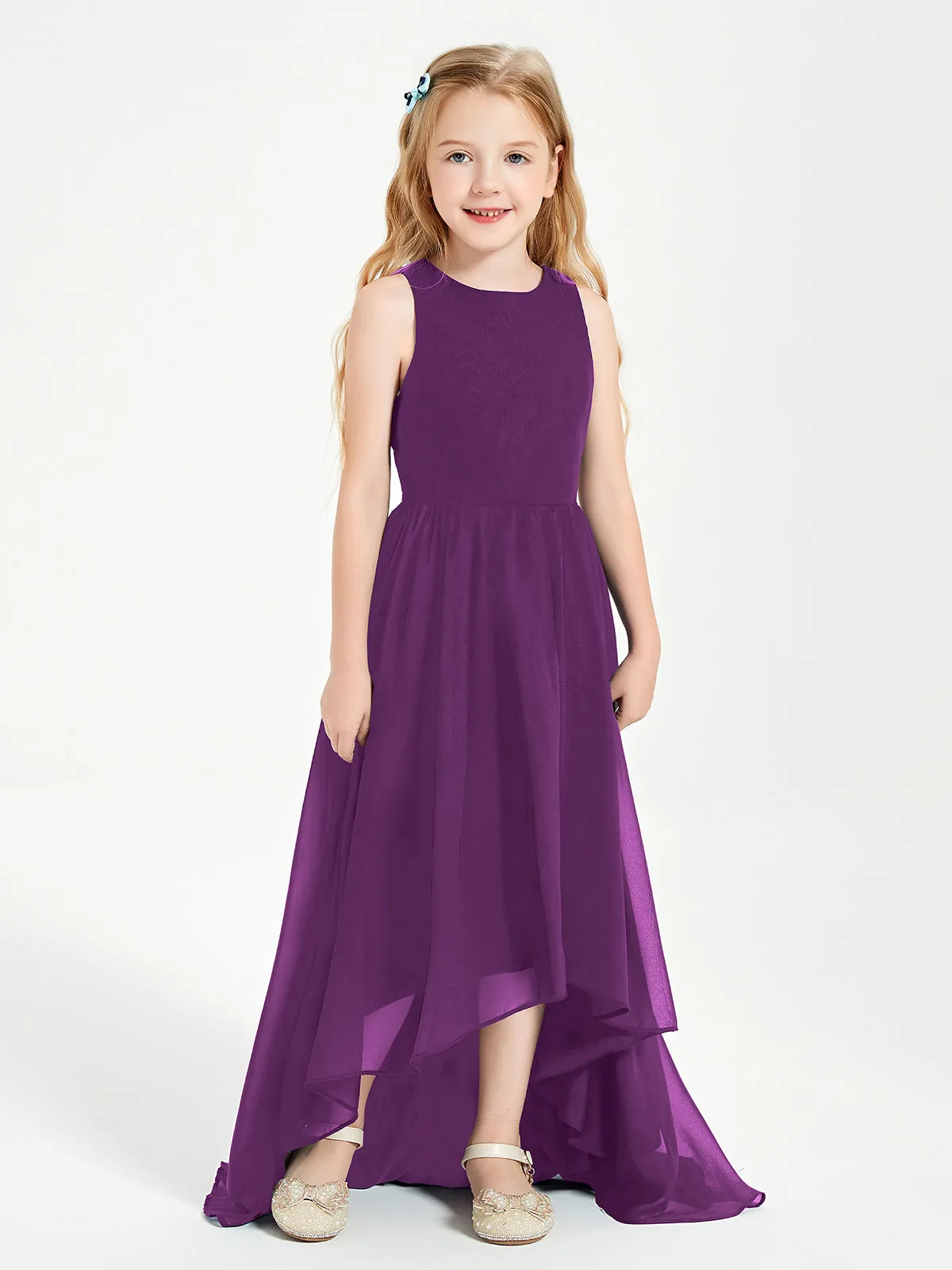 Exquisite Asymmetrical Junior Bridesmaid Dresses Scoop Neck Grape