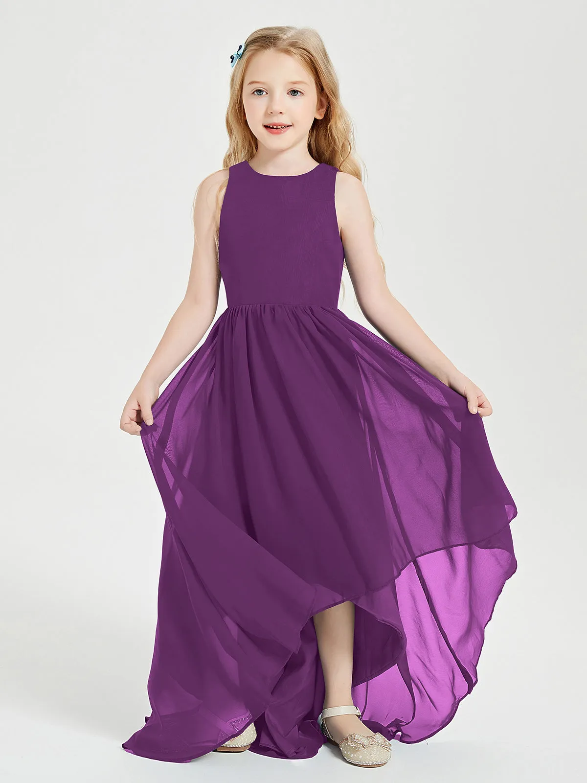 Exquisite Asymmetrical Junior Bridesmaid Dresses Scoop Neck Grape