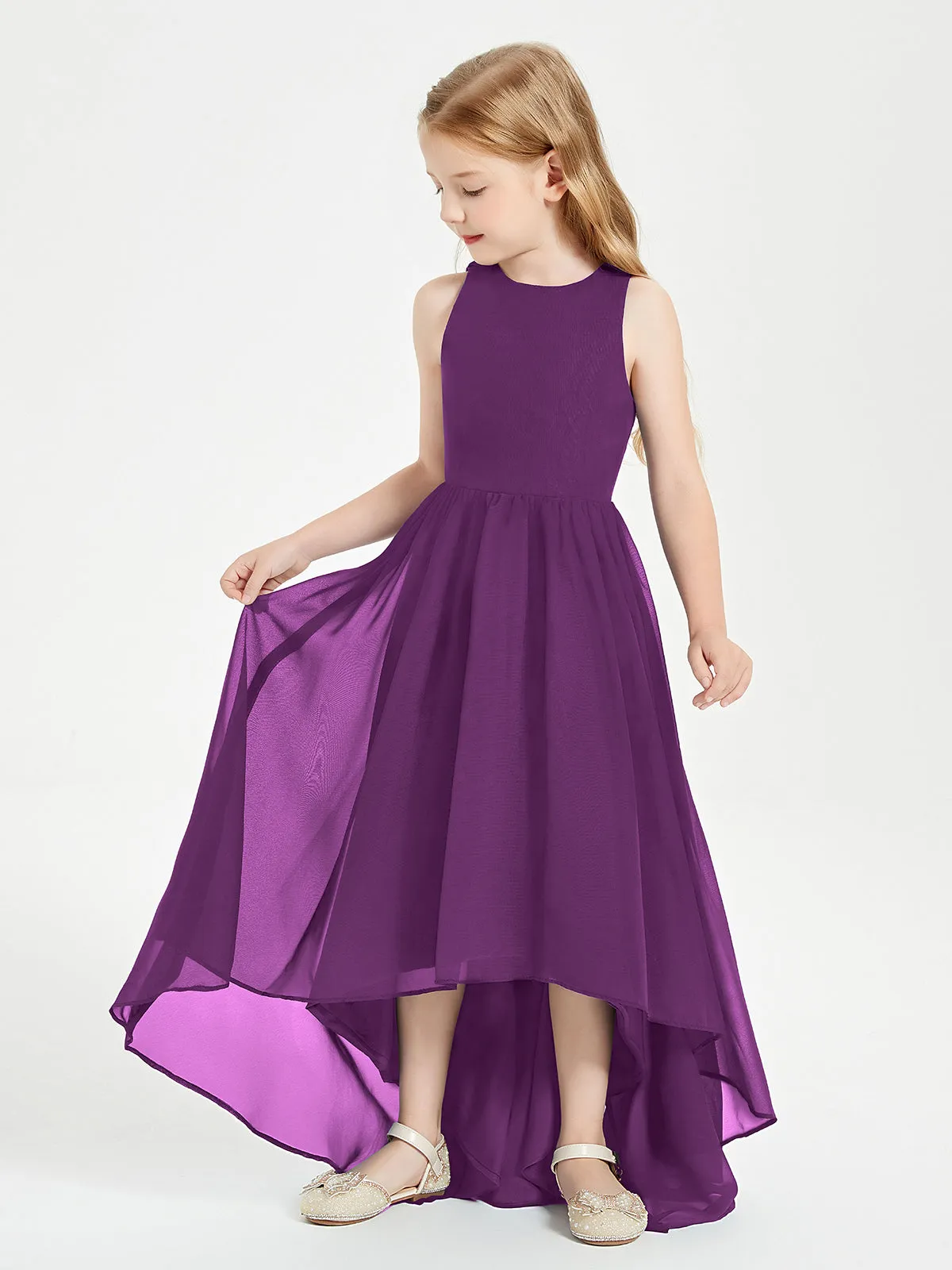 Exquisite Asymmetrical Junior Bridesmaid Dresses Scoop Neck Grape