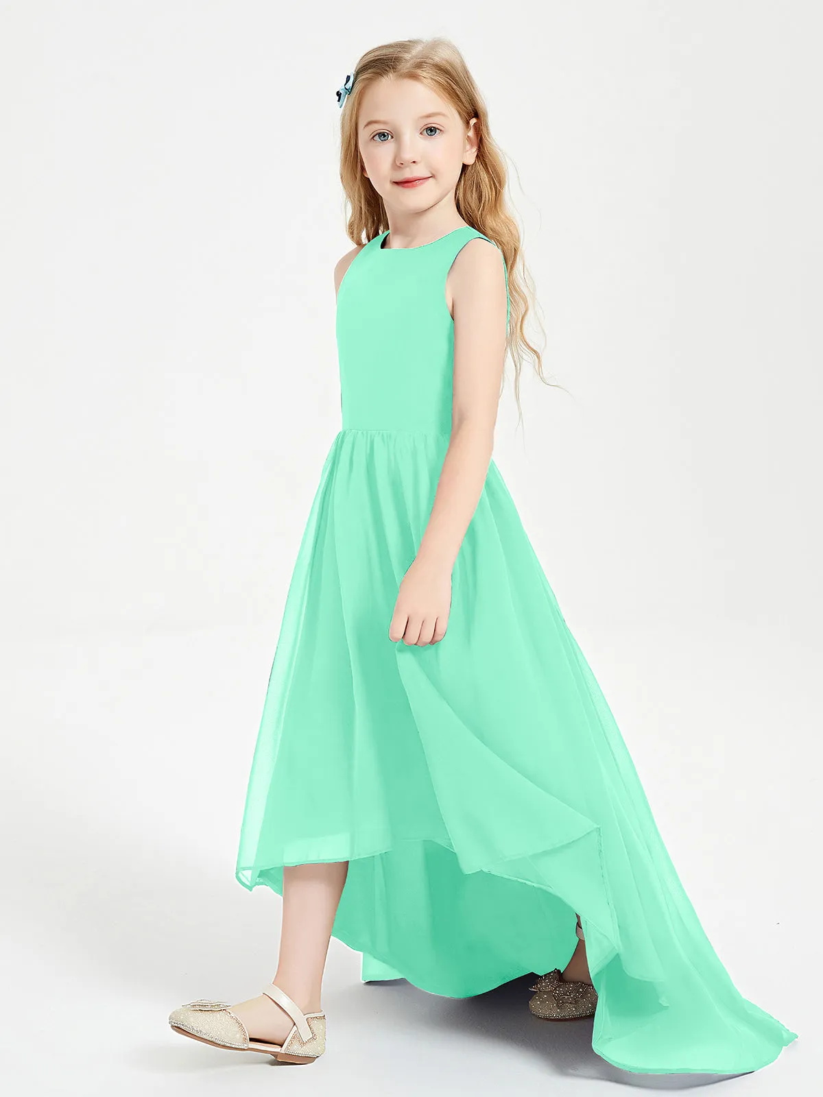 Exquisite Asymmetrical Junior Bridesmaid Dresses Scoop Neck Turquoise