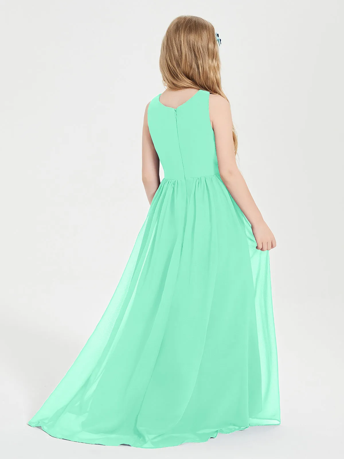 Exquisite Asymmetrical Junior Bridesmaid Dresses Scoop Neck Turquoise