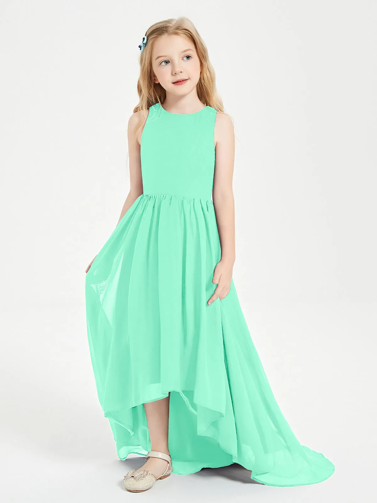 Exquisite Asymmetrical Junior Bridesmaid Dresses Scoop Neck Turquoise