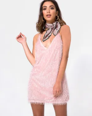 Finn Dress in Plush Fringe Sugar Pink