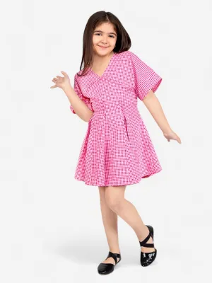 Girls Cotton Checks Dress