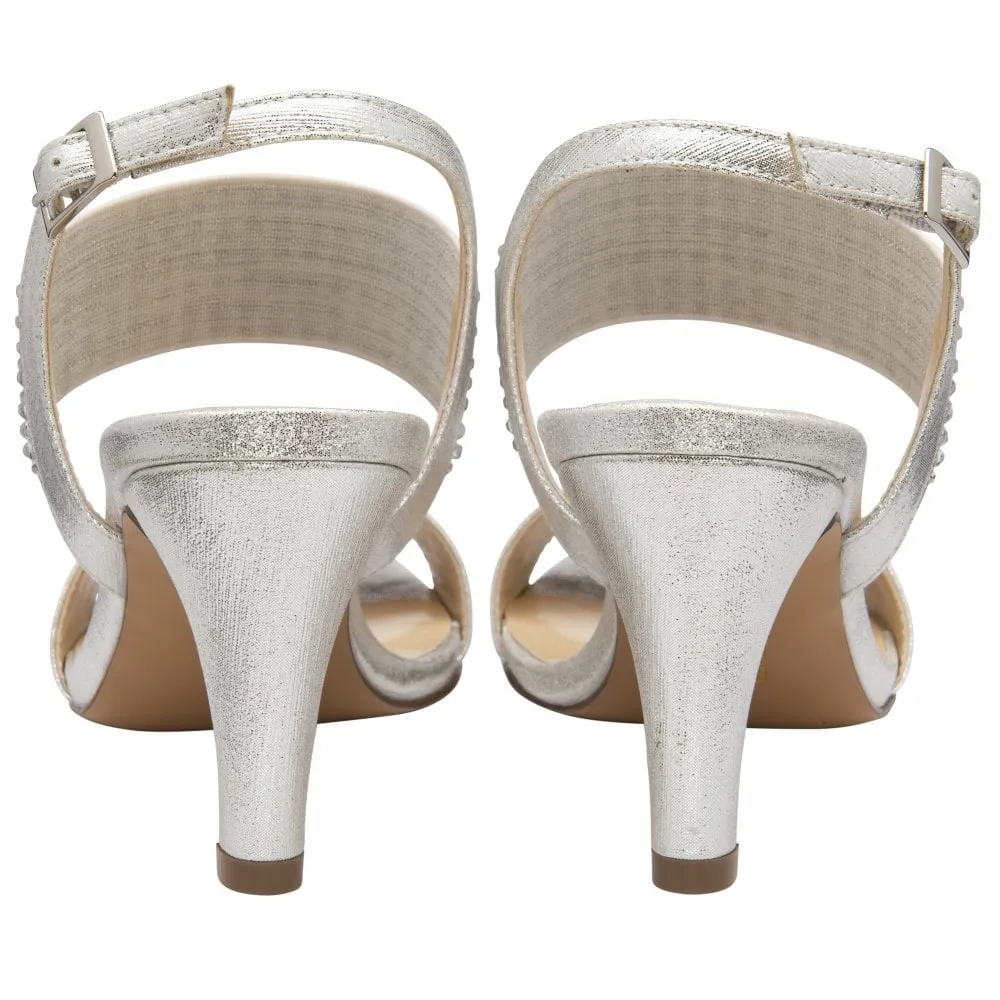 Glamorous Glitter Silver Diamante Heeled Sandals