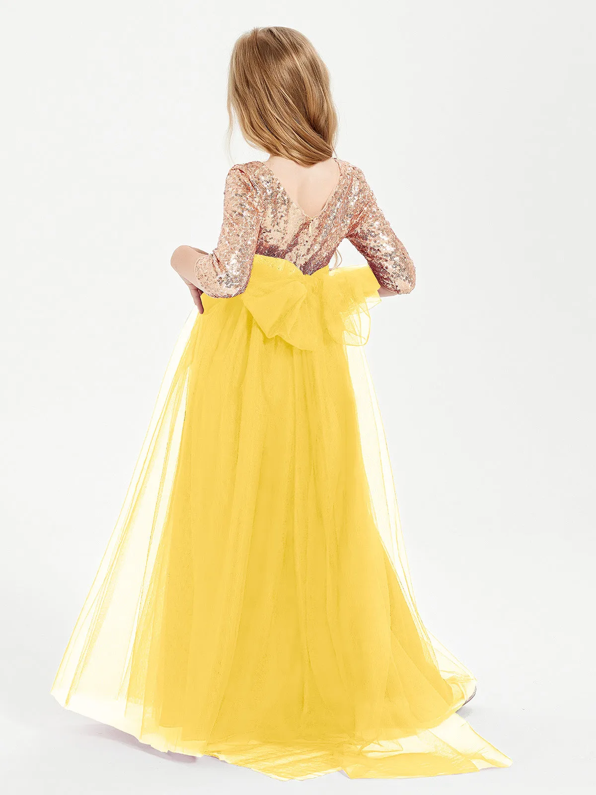 Glamorous Junior Bridesmaid Dresses Sequined Top Marigold