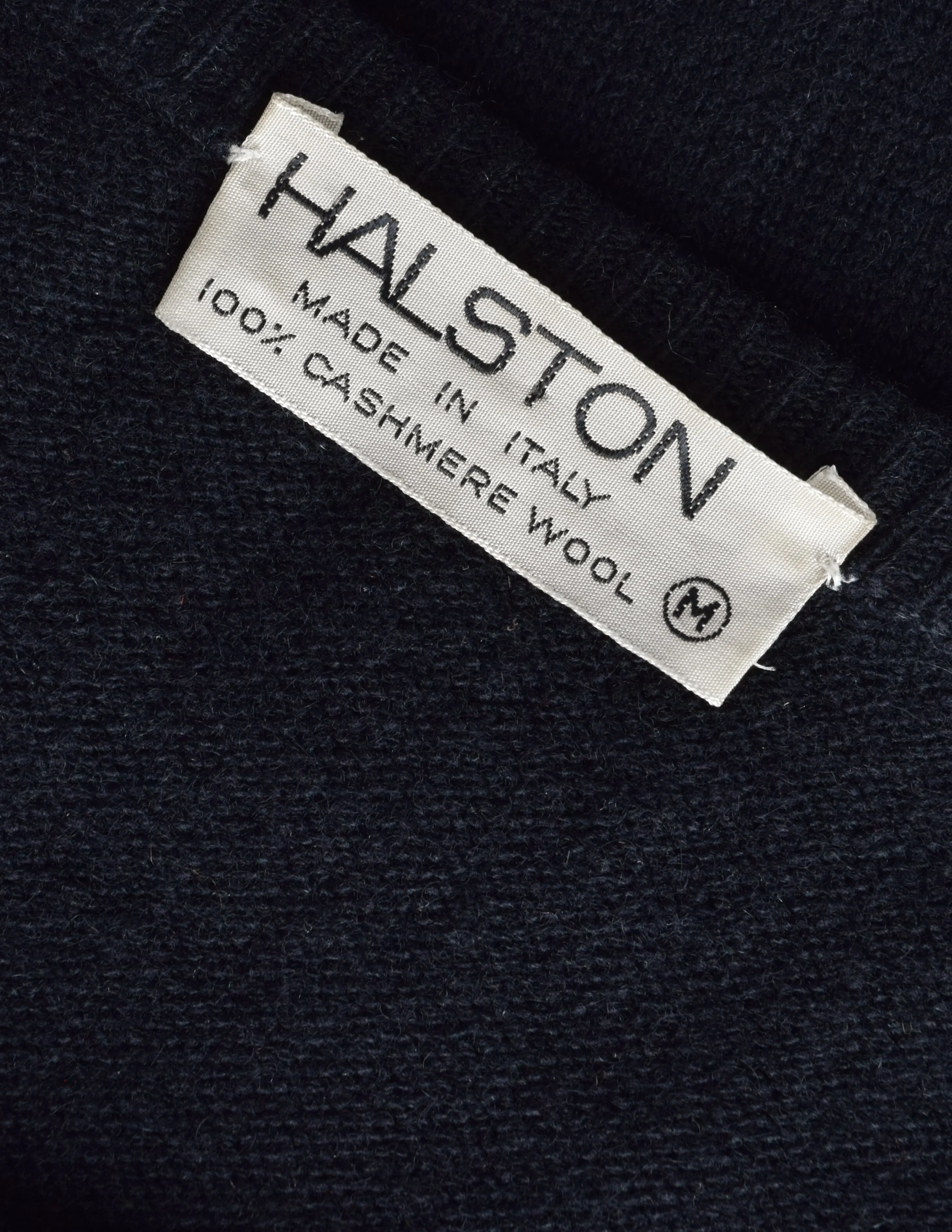 Halston Vintage 1970s Black Cashmere Button Up Sweater Dress