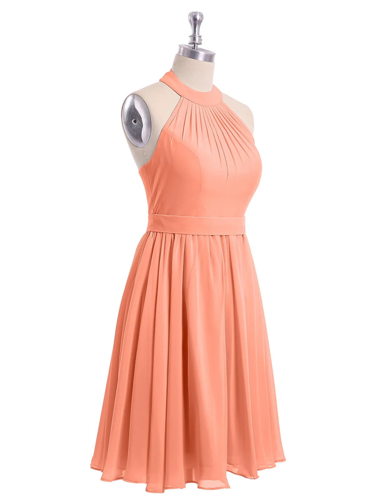 Halter Chiffon Short Bridesmaid Dresses-Sunset Plus Size