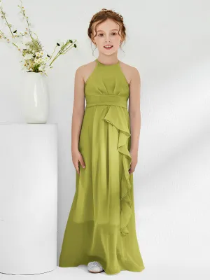 Halter Neckline Junior Bridesmaid Dresses with Sash Clover