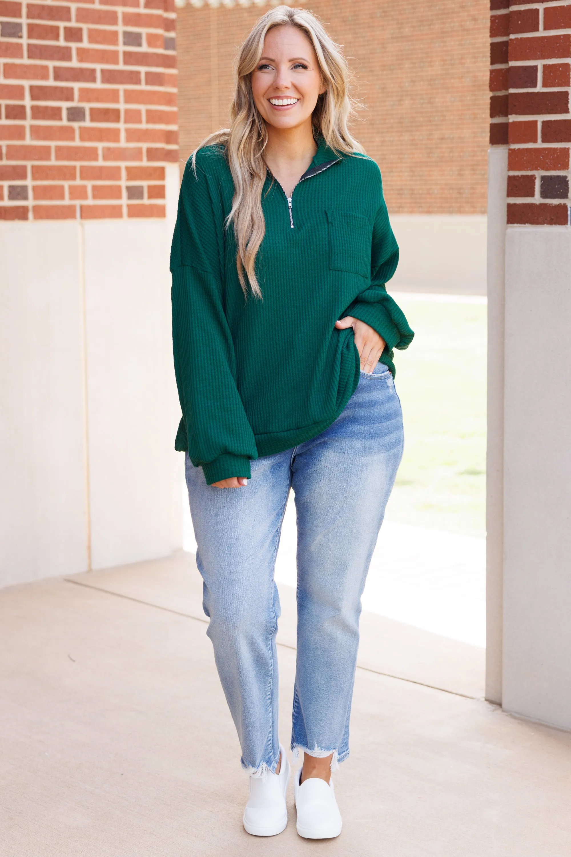 Have Courage Pullover, Hunter Green