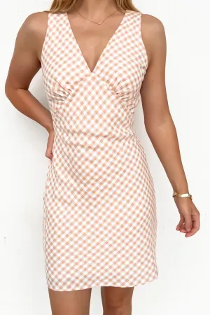 Holden Mini Dress Latte Gingham