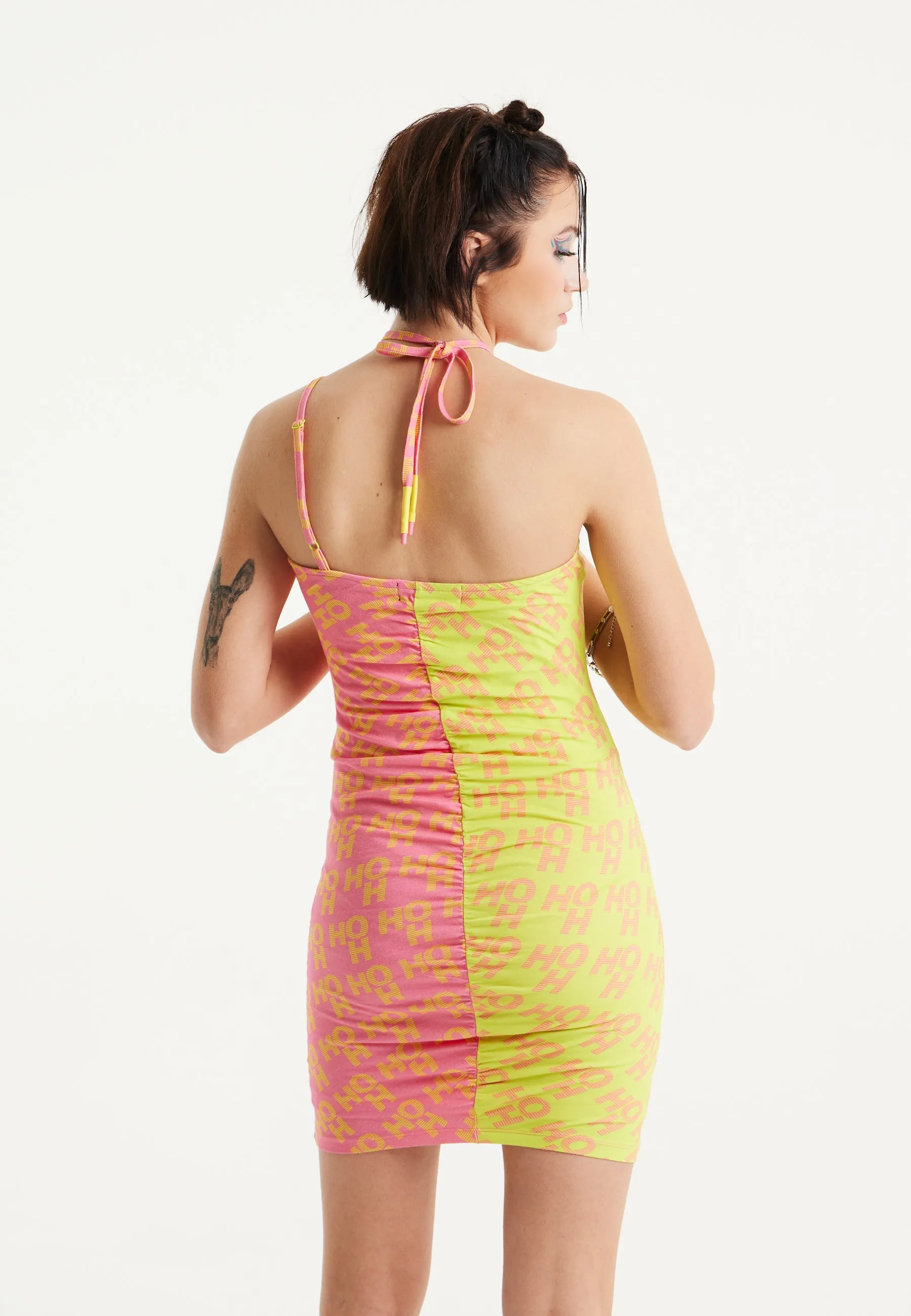 House Of Holland Printed Jersey Mini Dress With Open Back