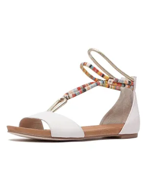 Jazmin White Multi Leather Sandals