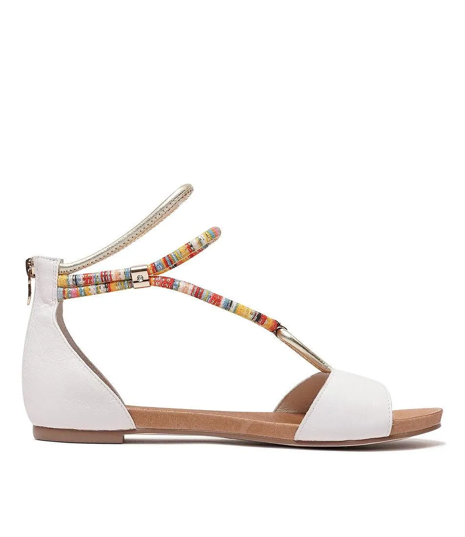 Jazmin White Multi Leather Sandals