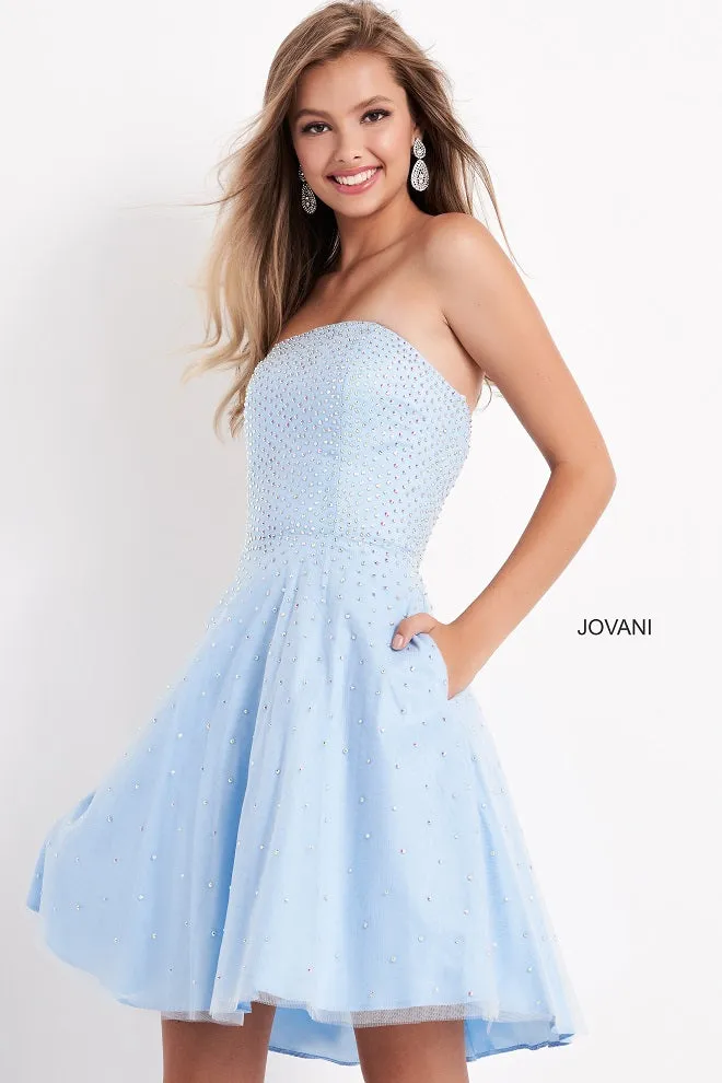 Jovani Kids K68936 Strapless Fit & Flare Beaded Girls Formal Party Dress Crystal