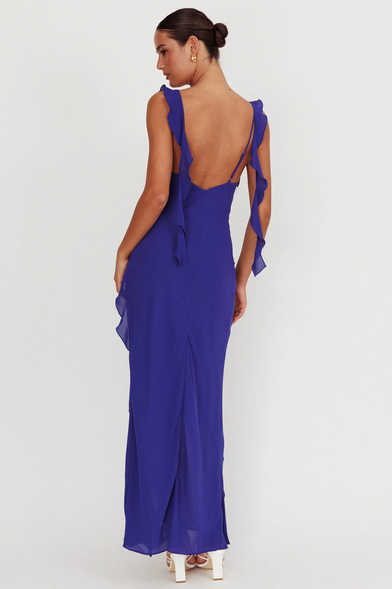 Joyride Ruffle Maxi Dress Royal Blue