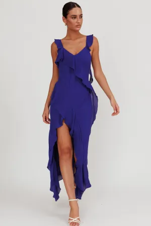 Joyride Ruffle Maxi Dress Royal Blue