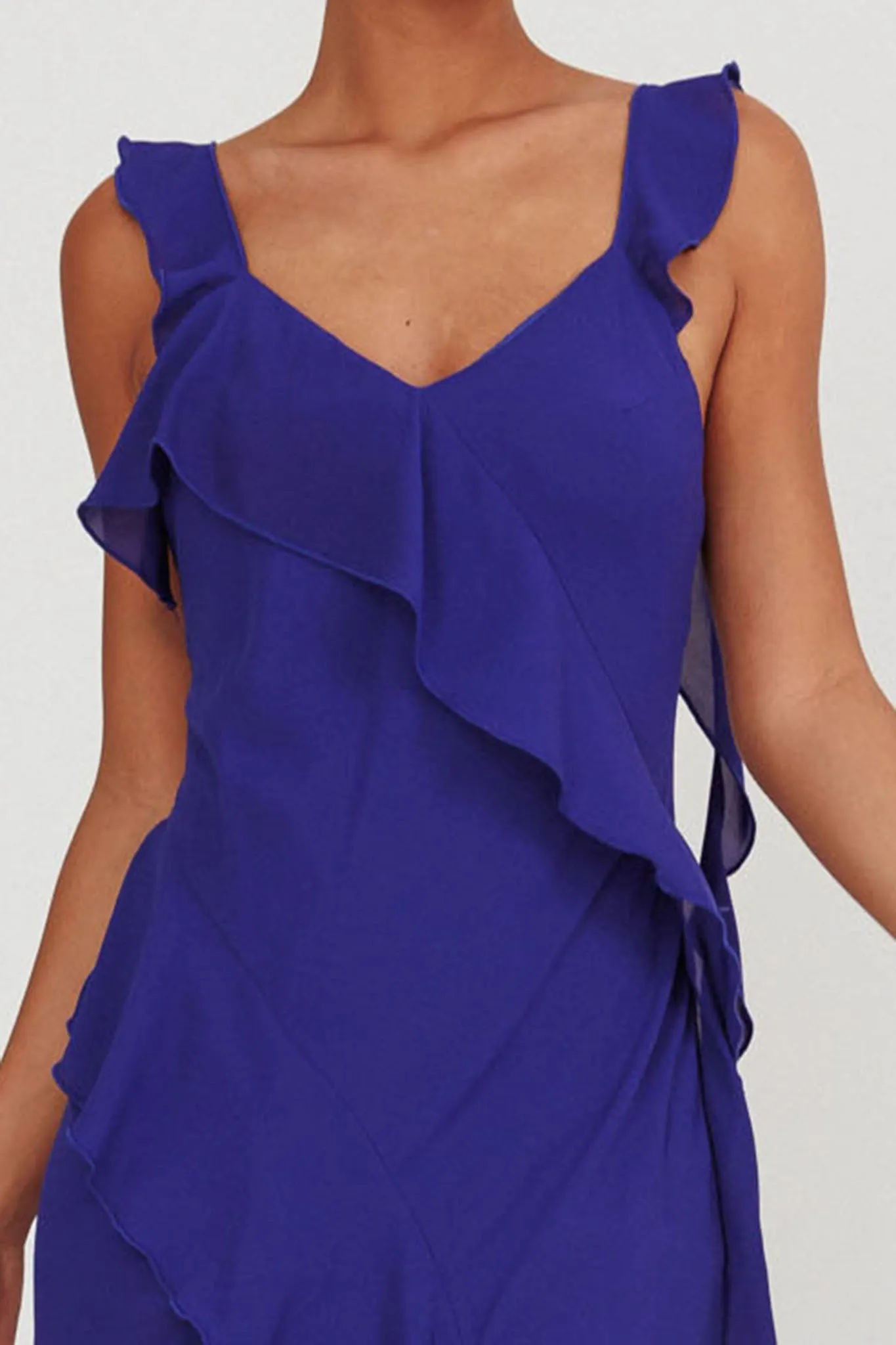 Joyride Ruffle Maxi Dress Royal Blue