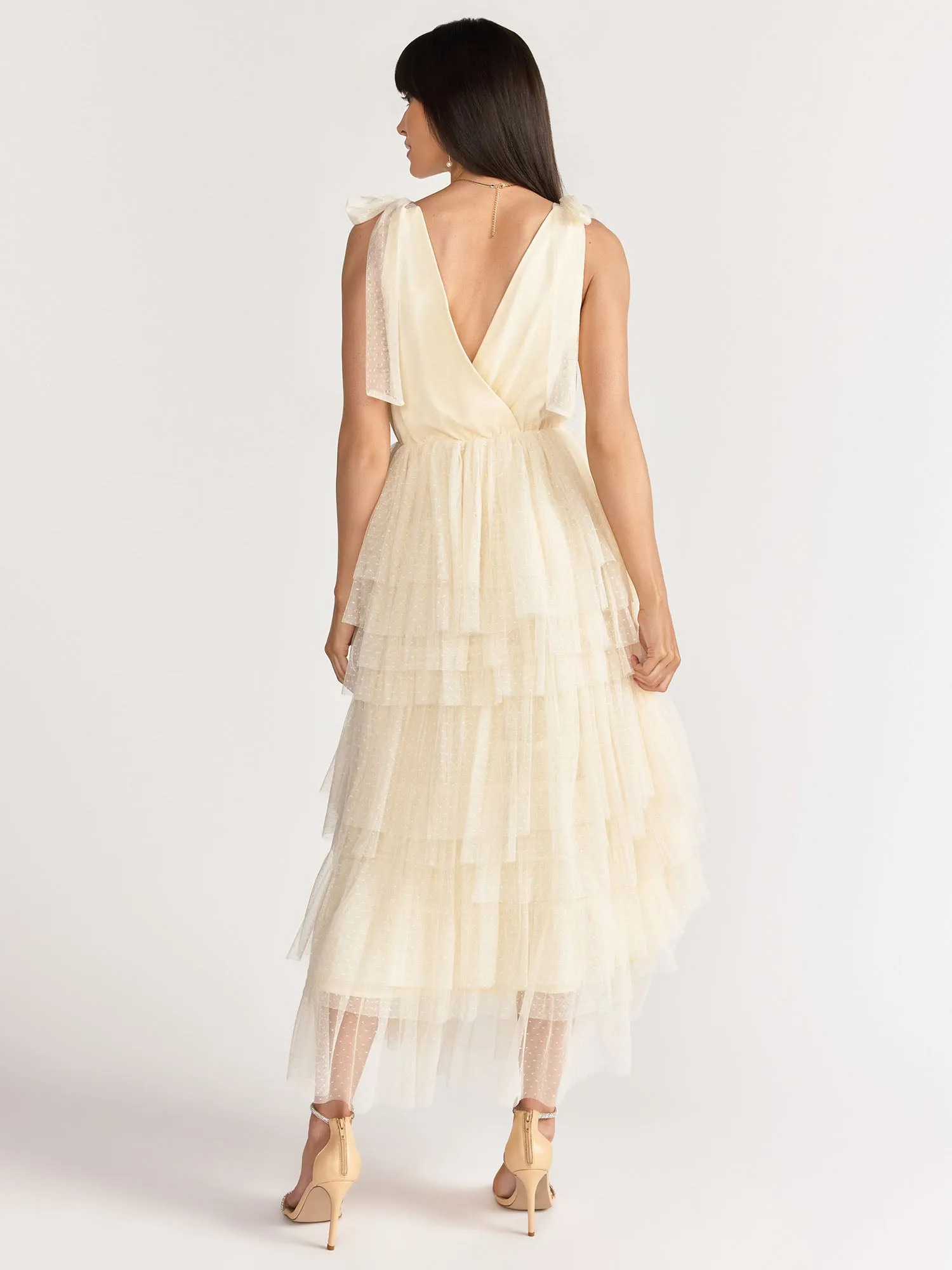 Just Me Sleeveless Mesh Tiered Gown - Brands We Love